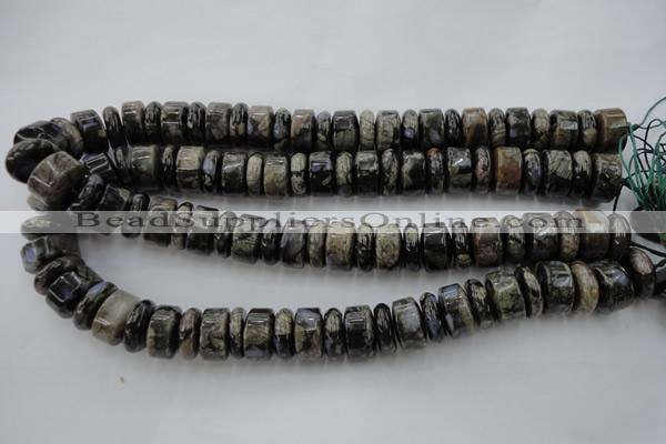 CRB190 15.5 inches 6*16mm – 10*16mm rondelle grey opal gemstone beads