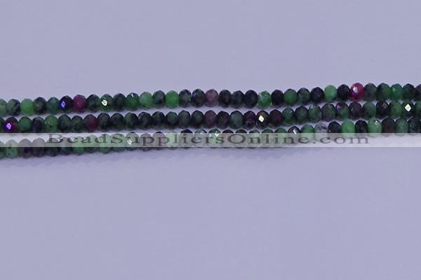 CRB1925 15.5 inches 2.5*4mm faceted rondelle ruby zoisite beads