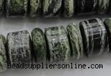 CRB195 6*18mm – 13*18mm rondelle green silver line jasper beads