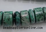 CRB197 15.5 inches 6*18mm – 13*18mm rondelle green picture jasper beads