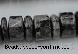 CRB204 15.5 inches 6*18mm - 13*18mm rondelle black labradorite beads