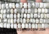 CRB2081 15.5 inches 9mm - 10mm faceted tyre grey moonstone beads