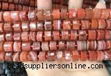 CRB2106 15.5 inches 9mm - 10mm faceted tyre red agate beads