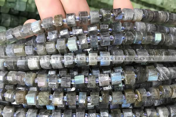 CRB2130 15.5 inches 7mm - 8mm faceted tyre labradorite gemstone beads