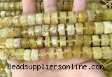 CRB2171 15.5 inches 11mm - 12mm faceted tyre yellow opal beads