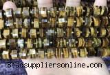 CRB2197 15.5 inches 10mm - 11mm faceted tyre yellow tiger eye beads