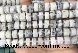 CRB2208 15.5 inches 11mm - 12mm faceted tyre white opal beads