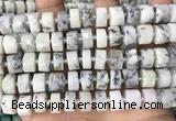 CRB2209 15.5 inches 13mm - 14mm faceted tyre white opal beads