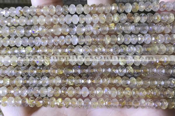 CRB2264 15.5 inches 3*5mm faceted rondelle golden rutilated quartz beads