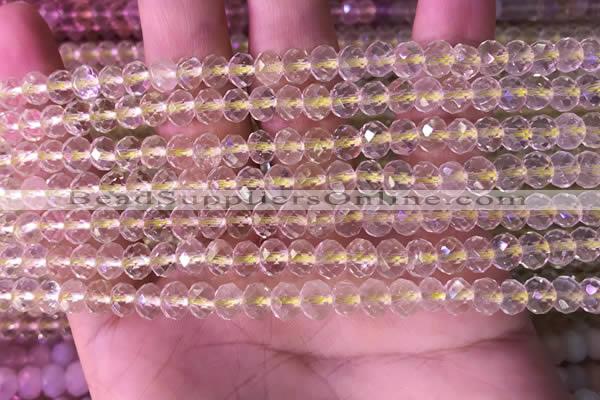 CRB2275 15.5 inches 4*6mm faceted rondelle lemon quartz beads