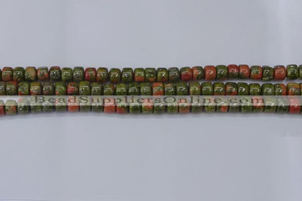 CRB2507 15.5 inches 6*8mm rondelle unakite gemstone beads