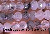 CRB2604 15.5 inches 2*3mm faceted rondelle black rutilated quartz beads