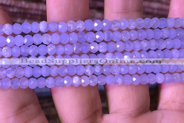 CRB2627 15.5 inches 3*4mm faceted rondelle blue chalcedony beads