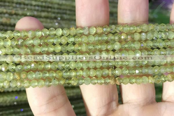 CRB2636 15.5 inches 3*4mm faceted rondelle peridot gemstone beads