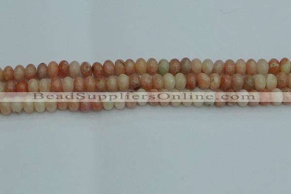 CRB2842 15.5 inches 6*10mm rondelle red plum blossom jade beads