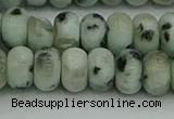 CRB2852 15.5 inches 6*10mm rondelle sesame jasper beads