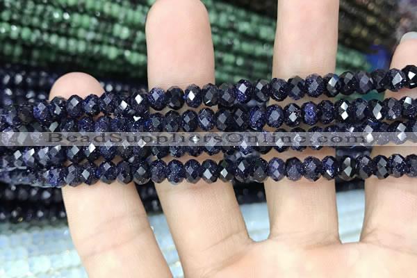 CRB3033 15.5 inches 4*6mm faceted rondelle blue goldstone beads