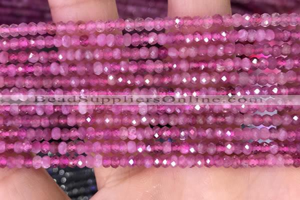 CRB3110 15.5 inches 2*3mm faceted rondelle tiny pink tourmaline beads