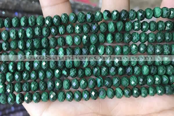 CRB3193 15.5 inches 4*6mm faceted rondelle tiny malachite beads