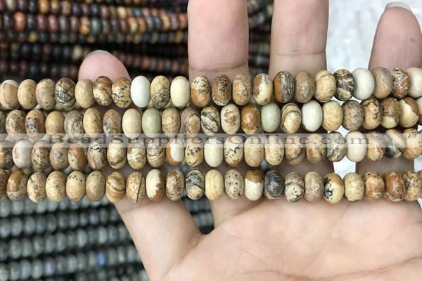 CRB4073 15.5 inches 5*8mm rondelle picture jasper beads wholesale