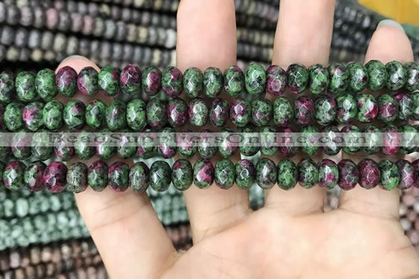 CRB4119 15.5 inches 5*8mm faceted rondelle imitation ruby zoisite beads