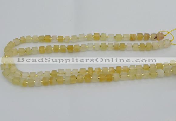 CRB453 15.5 inche 5*8mm tyre matte citrine gemstone beads