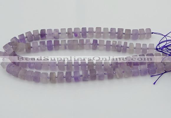 CRB456 15.5 inche 5*8mm tyre matte amethyst gemstone beads