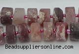 CRB461 15.5 inche 8*12mm tyre matte strawberry quartz gemstone beads