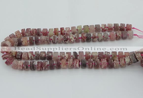 CRB461 15.5 inche 8*12mm tyre matte strawberry quartz gemstone beads