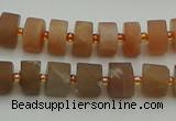 CRB463 15.5 inche 6*10mm tyre matte moonstone gemstone beads