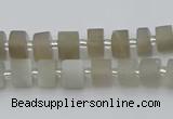 CRB465 15.5 inche 5*8mm tyre matte grey moonstone gemstone beads