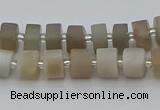 CRB467 15.5 inche 8*12mm tyre matte grey moonstone gemstone beads