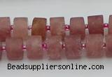 CRB479 15.5 inches 7*12mm tyre strawberry quartz beads wholesale