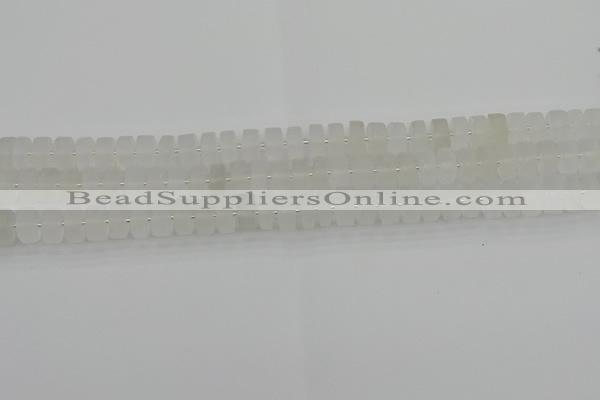 CRB499 15.5 inches 5*8mm tyre matte white crystal beads wholesale