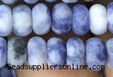 CRB5007 15.5 inches 4*6mm rondelle matte blue spot stone beads