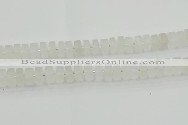 CRB503 15.5 inches 8*16mm tyre matte white crystal beads wholesale