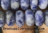 CRB5057 15.5 inches 5*8mm rondelle matte blue spot stone beads