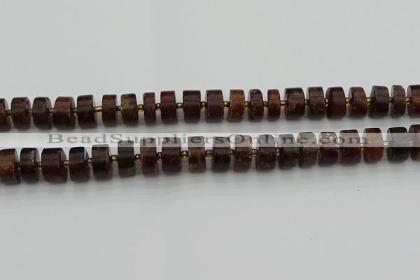 CRB508 15.5 inches 7*14mm tyre orange garnet beads wholesale