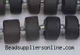 CRB514 15.5 inches 6*12mm tyre matte ice black obsidian beads