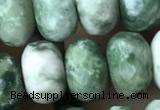 CRB5157 15.5 inches 5*8mm faceted rondelle green spot stone beads