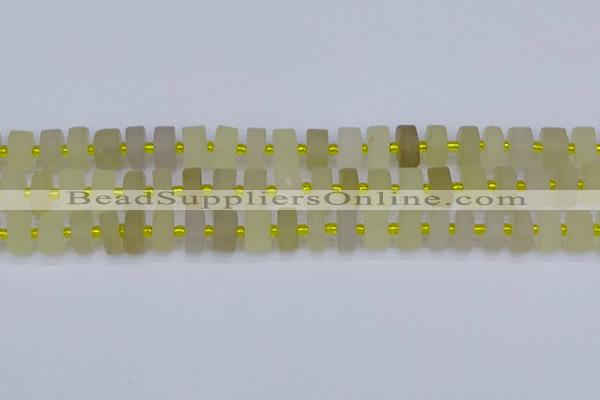 CRB519 15.5 inches 6*10mm tyre matte lemon quartz beads