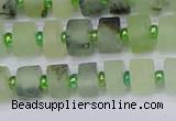 CRB524 15.5 inches 5*8mm tyre matte green rutilated quartz beads