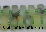 CRB526 15.5 inches 6*12mm tyre matte green rutilated quartz beads