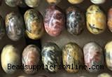 CRB5305 15.5 inches 4*6mm rondelle leopard skin jasper beads wholesale