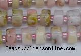 CRB542 15.5 inches 5*8mm tyre natural pink opal gemstone beads