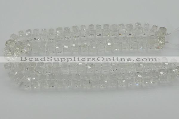 CRB551 15.5 inches 8*14mm faceted rondelle white crystal beads