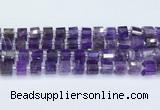 CRB5602 15.5 inches 7mm - 8mm faceted tyre amethyst beads