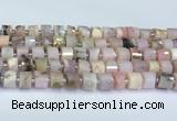 CRB5607 15.5 inches 7mm - 8mm faceted tyre pink opal beads