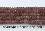 CRB5623 15.5 inches 6*10mm faceted rondelle strawberry quartz beads