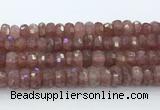 CRB5624 15.5 inches 6*12mm faceted rondelle strawberry quartz beads